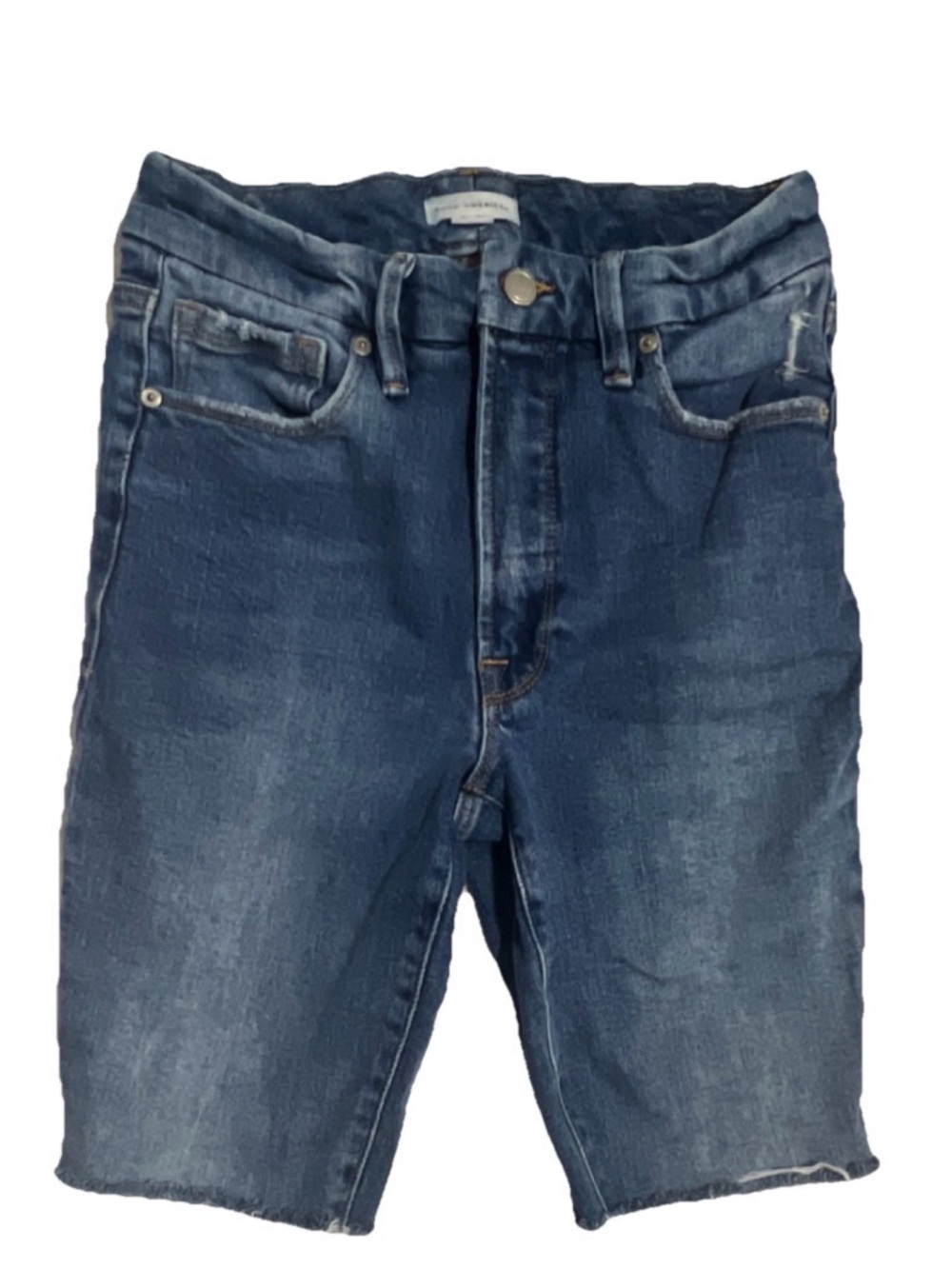 Good American Dark Blue Denim Relaxed Jean Shorts size 4(27)